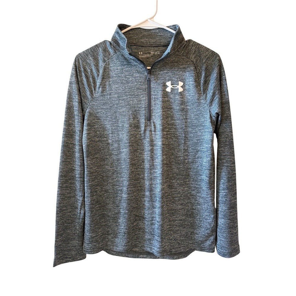 Boys‎ Under Armour Quarter Zip Long Sleeve Pullover Gray YLG Youth Large